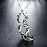 925 Sterling Silver Square Pendant Necklace Geometric Charm Jewelry