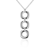 925 Sterling Silver Square Pendant Necklace Geometric Charm Jewelry