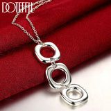 925 Sterling Silver Square Pendant Necklace Geometric Charm Jewelry