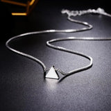 925 Silver Triangle Pendant Box Chain Necklace 18 Inch