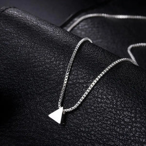925 Silver Triangle Pendant Chain Necklace 18 Inch