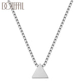 925 Silver Triangle Pendant Chain Necklace 18 Inch