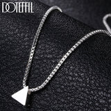 925 Silver Triangle Pendant Box Chain Necklace 18 Inch