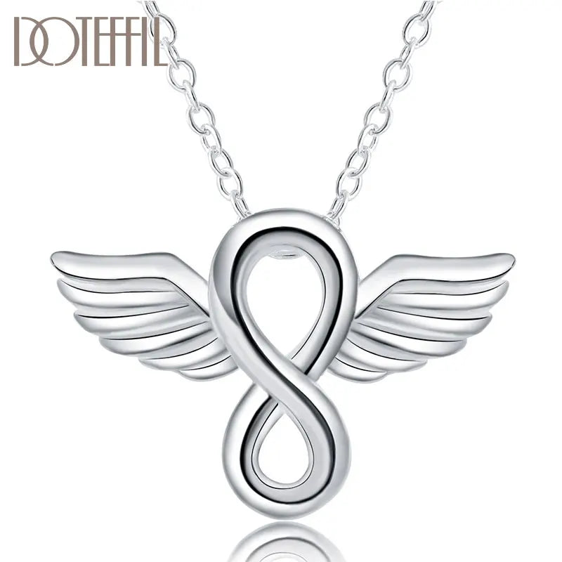 925 Silver Angel Wings Pendant Necklace Wedding Engagement Charm Jewelry