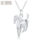 925 Silver 18" Hanging Horse Pendant Necklace Wedding Party Charm Jewelry
