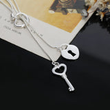 925 Sterling Silver Heart-Shaped Key 18" Snake Chain Necklace