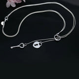 925 Sterling Silver Heart-Shaped Key 18" Snake Chain Necklace