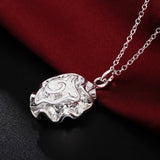 925 Sterling Silver Rose Flower Pendant Necklace for Women Wedding Charm