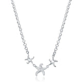 925 Silver Starfish Chain Necklace 18-Inch Women Wedding Party Gift Jewelry