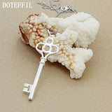 925 Silver Key Pendant Necklace 18 inch Chain Wedding Jewelry