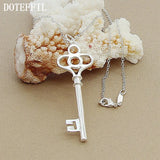 925 Silver Key Pendant Necklace 18 inch Chain Wedding Jewelry