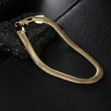 925 Silver & 18K 6mm Snake Bone Bracelet Women Party Jewelry