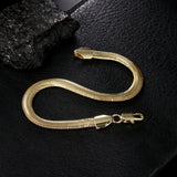 925 Silver & 18K 6mm Snake Bone Bracelet Women Party Jewelry