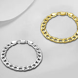925 Silver 18K Flat Side Chain Bracelet Women Wedding Party Jewelry