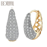 925 Silver/Gold/Rose Zircon Hollow Earrings Women Gift