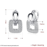 925 Silver/18K Square Zircon Earrings Wedding Party Gift