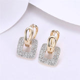 925 Silver/18K Square Zircon Earrings Wedding Party Gift