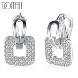 925 Silver/18K Square Zircon Earrings Wedding Party Gift
