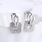 925 Silver/18K Square Zircon Earrings Wedding Party Gift