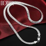 925 Silver 18k 20in Full Sideways Chain Necklace Wedding Charm Jewelry