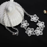 925 Sterling Silver Bauhinia Pendant Necklace 20 Inch Women Wedding Party