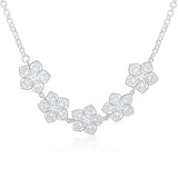 925 Sterling Silver Bauhinia Pendant Necklace 20 Inch Women Wedding Party