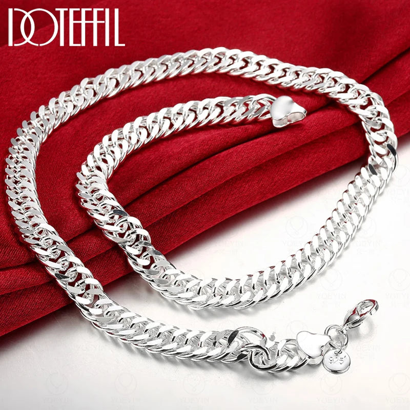 925 Silver 20in 10mm Chain Necklace Wedding Party Jewelry