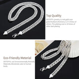 925 Silver 20" 10mm Full Sideways Chain Necklace Wedding Party Jewelry