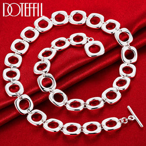 925 Silver 20in Square Round Chain Necklace Wedding Jewelry