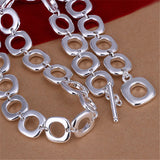 925 Silver 20in Square Round Chain Necklace Wedding Jewelry