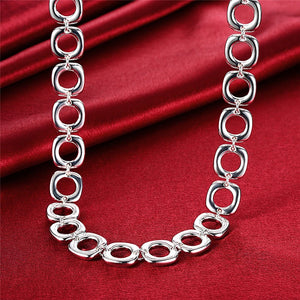 925 Silver 20in Square Round Chain Necklace Wedding Jewelry