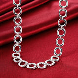 925 Silver 20in Square Round Chain Necklace Wedding Jewelry