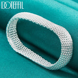 925 Silver 20mm Network Bangle Bracelet Wedding Engagement Jewelry