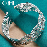 925 Silver 27mm Interwoven Bangle Bracelet Wedding Engagement Charm Jewelry