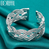 925 Silver Interwoven Bangle Bracelet Wedding Charm Party Jewelry