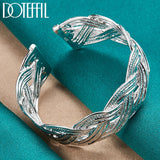 925 Silver Interwoven Bangle Bracelet Wedding Charm Party Jewelry