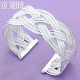925 Silver Interwoven Bangle Bracelet Wedding Charm Party Jewelry