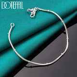 925 Silver 2mm Snake Bone Bead Chain Bracelet Wedding Engagement