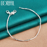925 Silver 2mm Snake Bone Bead Chain Bracelet Wedding Engagement