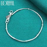 925 Silver 2mm Snake Bone Bead Chain Bracelet Wedding Engagement