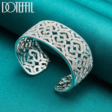925 Silver 30mm Hollow Heart Bangle Bracelet Wedding Engagement Party Jewelry