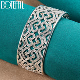 925 Silver 30mm Hollow Heart Bangle Bracelet Wedding Engagement Party Jewelry