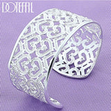 925 Silver 30mm Hollow Heart Bangle Bracelet Wedding Engagement Party Jewelry