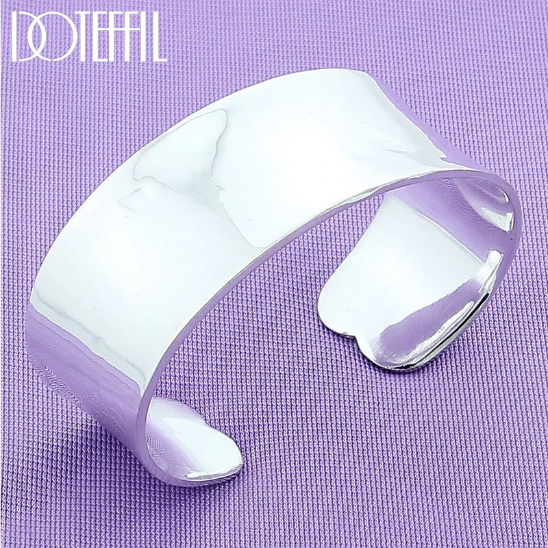 925 Sterling Silver 30mm Smooth Bangle Bracelet For Woman Man