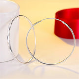 925 Silver 35/50mm Round Hoop Earrings Women Wedding Jewelry