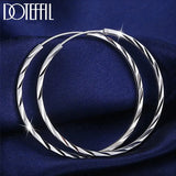 925 Silver 35/50mm Round Circle Hoop Earrings Women Gift Charm Wedding Jewelry