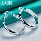925 Sterling Silver 35mm Circle Smooth Hoop Earring For Woman