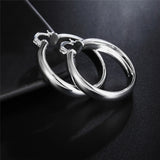 925 Silver Circle Hoop Earrings Women Lady Gift Charm Wedding Jewelry