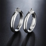 925 Silver Circle Hoop Earrings Women Lady Gift Charm Wedding Jewelry