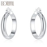 925 Silver Circle Hoop Earrings Women Lady Gift Charm Wedding Jewelry